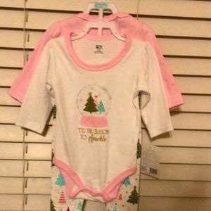 Three piece adorable baby girl baby set.
